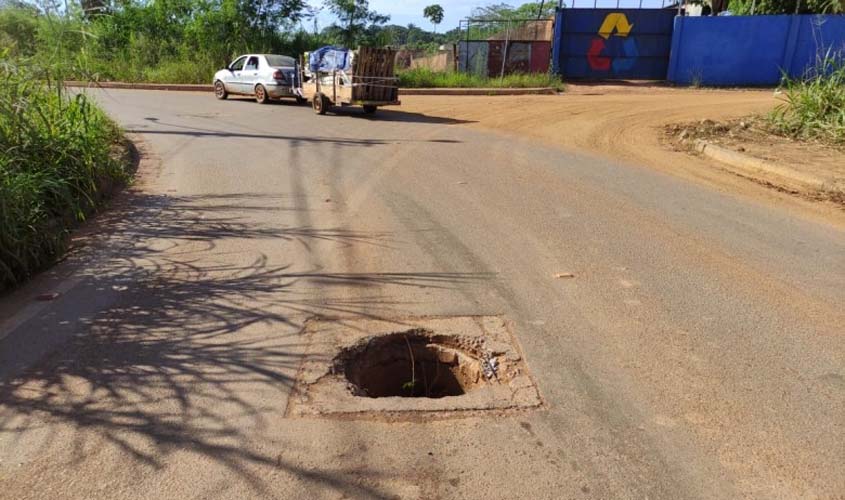 Furtos recorrentes de tampas de ferro causam riscos nas vias de Porto Velho