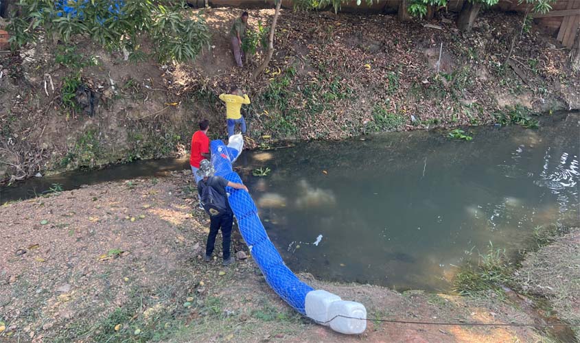 Primeira ecobarreira de Porto Velho é instalada no igarapé Belmont