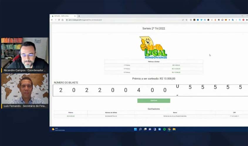 Nota Legal Rondoniense sorteia mais R$ 30 mil em prêmios, neste sábado