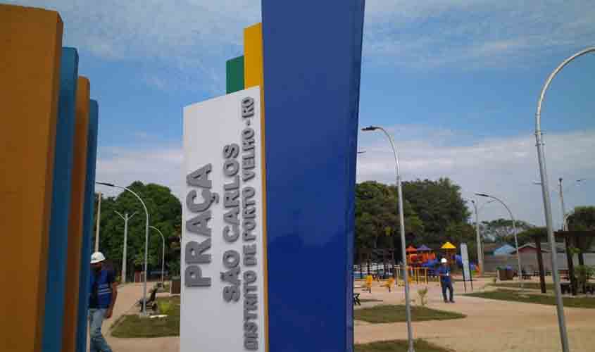 Obra de revitalização da praça no distrito de São Carlos é entregue pelo Governo de RO, nesta quarta-feira, 31