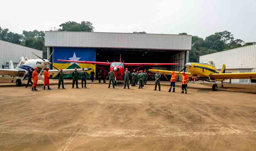 Novos aviões para reforçar brigada aérea de combate aos incêndios florestais são apresentados pelo governo de RO