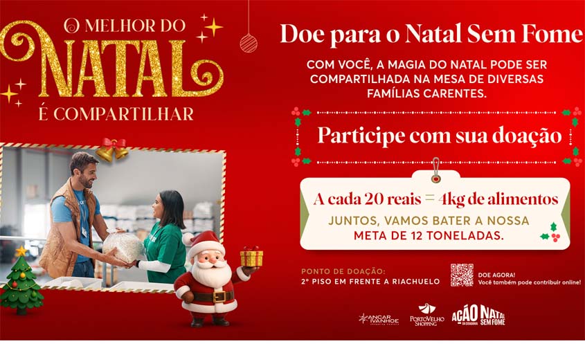 Porto Velho Shopping arrecada alimentos até dia 31