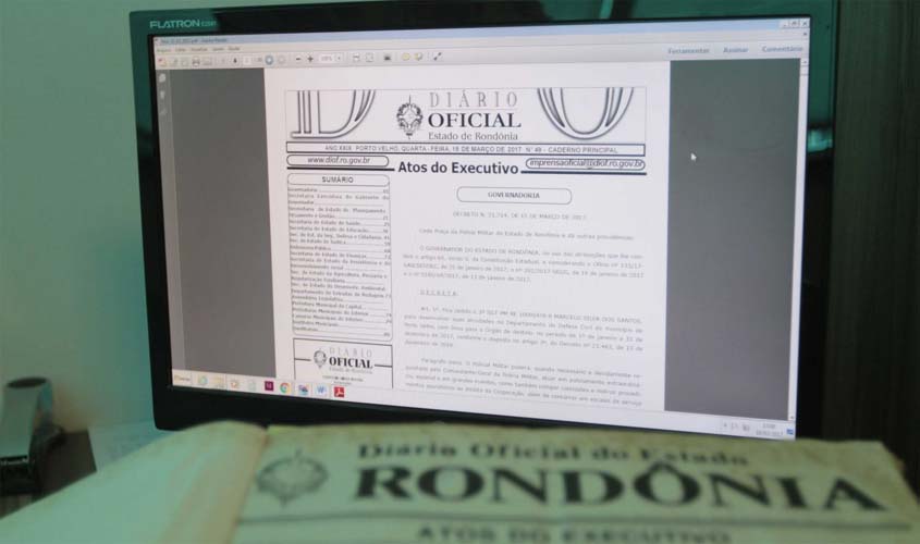 Implantado desde 1981, Diário Oficial de Rondônia terá nova plataforma para gerenciar publicações