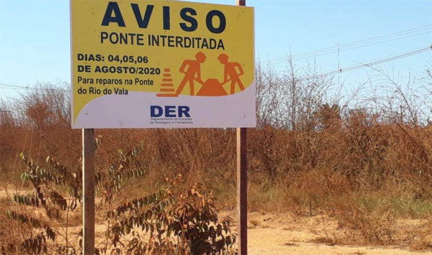 Ponte da Vala será interditada por três dias para reforma na RO-005, em Porto Velho