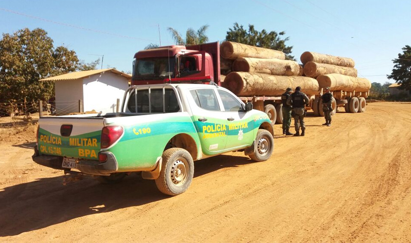 Batalhão de Polícia Militar Ambiental apreende madeira nobre extraída ilegalmente em Machadinho d’Oeste