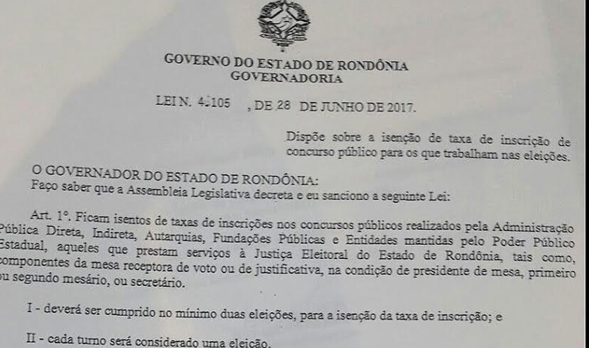 Sancionada Lei que isenta quem trabalhar em eleições de taxa de inscrição de concurso