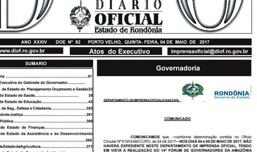 Diário Oficial do Estado publica atualização das progressões